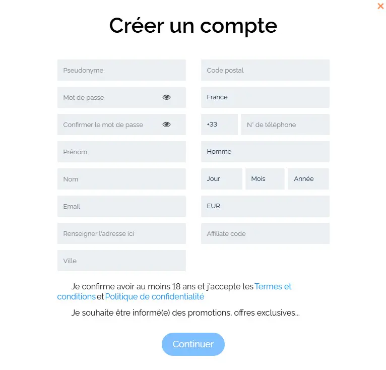 Processus d'inscription Casino AMPM